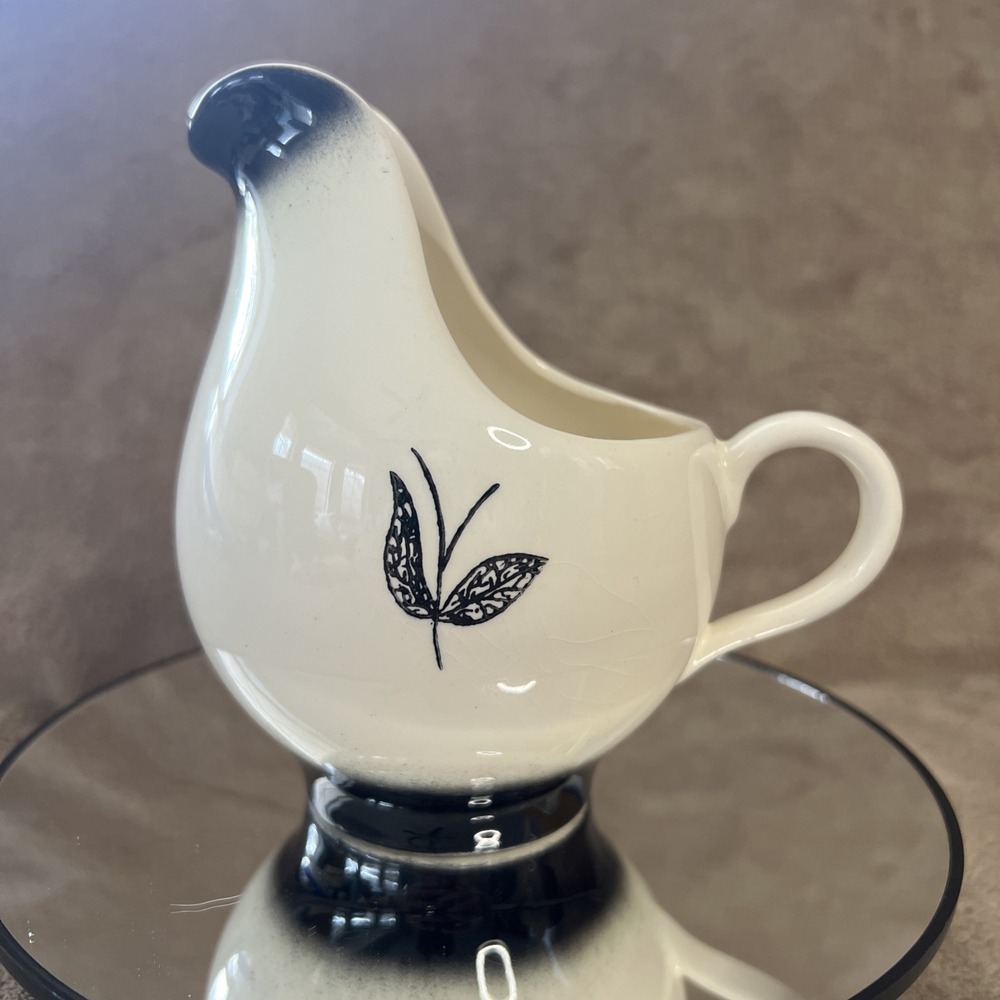 VTG Stetson China Gravy /Creamer Boat Dish STT73 White Black‎ Ombré Elegant USA